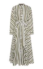 Martin Grant Tie-front Striped Cotton-poplin Midi Dress