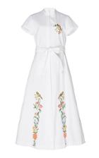 Loretta Caponi Lucia Embroidered Cotton Dress