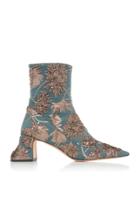 Rochas Metallic Silk Brocade Ankle Boots
