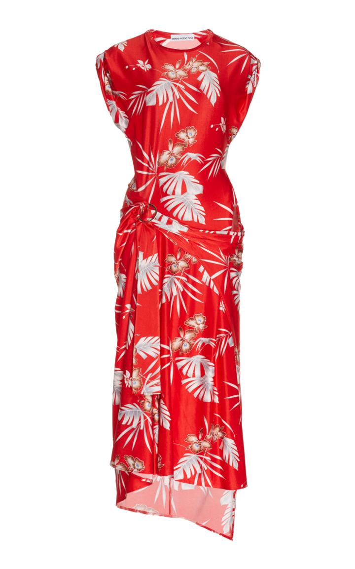 Paco Rabanne Asymmetric Printed Stretch-jersey Midi Dress