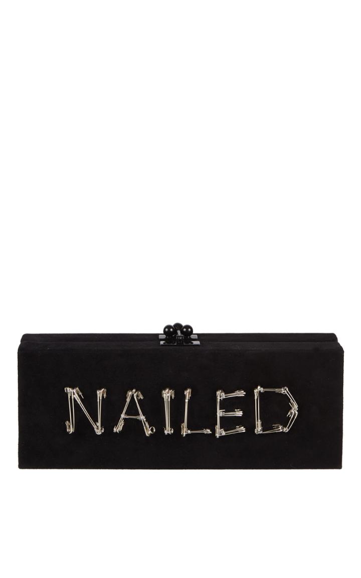 Edie Parker Flavia Nailed Suede Clutch