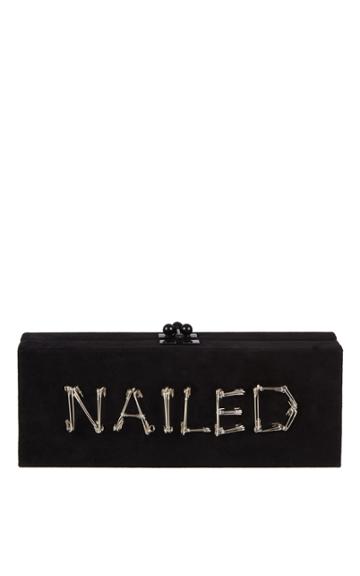Edie Parker Flavia Nailed Suede Clutch