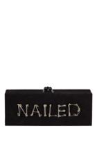 Edie Parker Flavia Nailed Suede Clutch