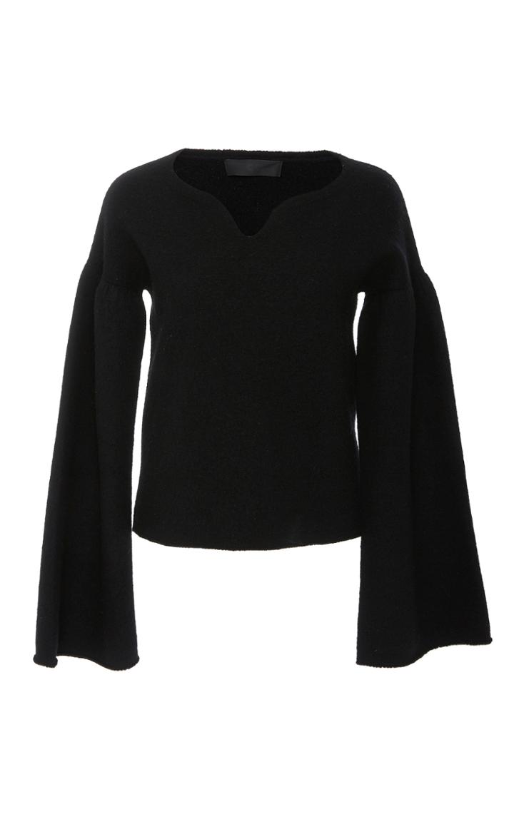 Co Felted Knit Open Neck Top