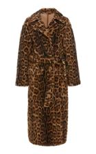Yves Salomon Paris Belted Leopard-print Shearling Coat