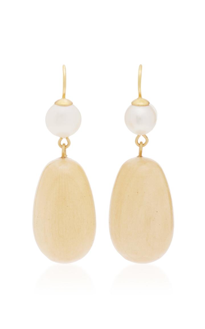 Sophie Monet The Egg Pearl And Pine Drop Earrings