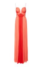 J. Mendel Hand Pleated Mousseline Strapless Two Tone Dress
