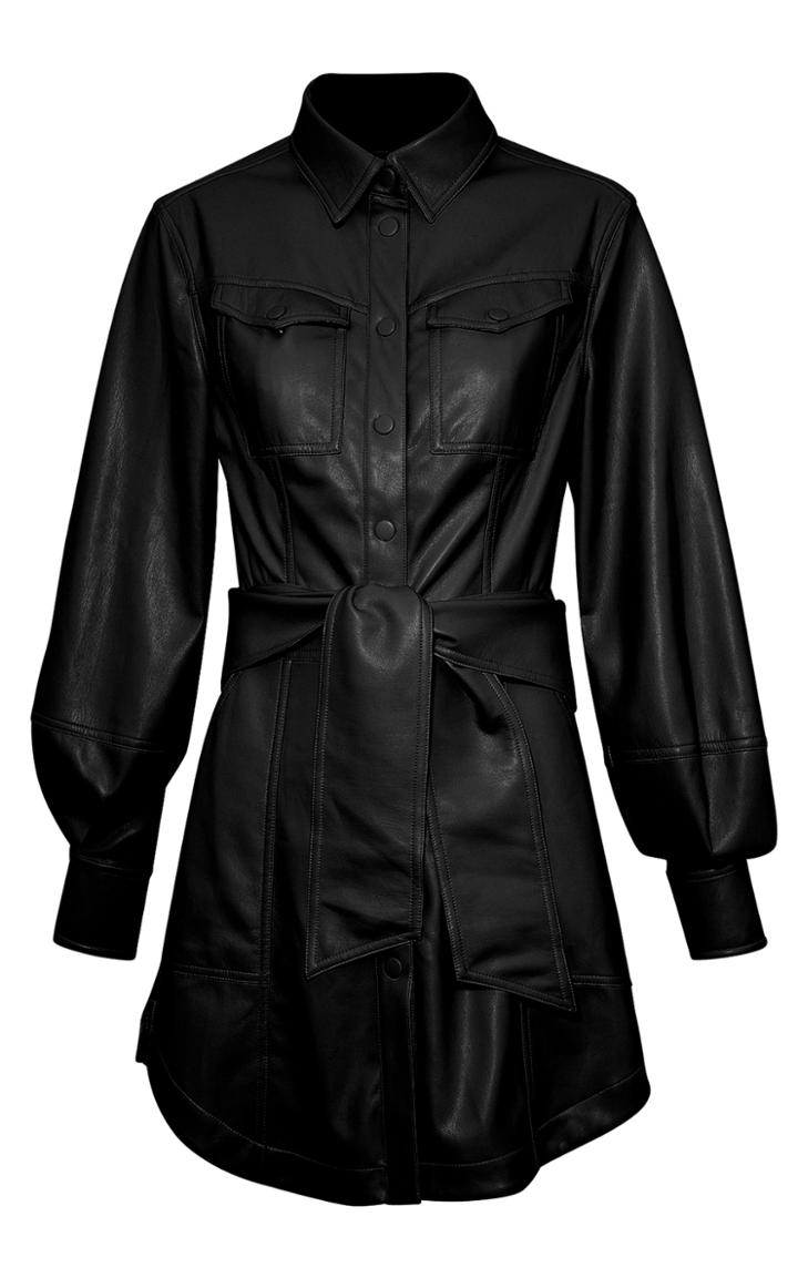 Moda Operandi Jonathan Simkhai Eve Belted Faux Leather Mini Shirt Dress