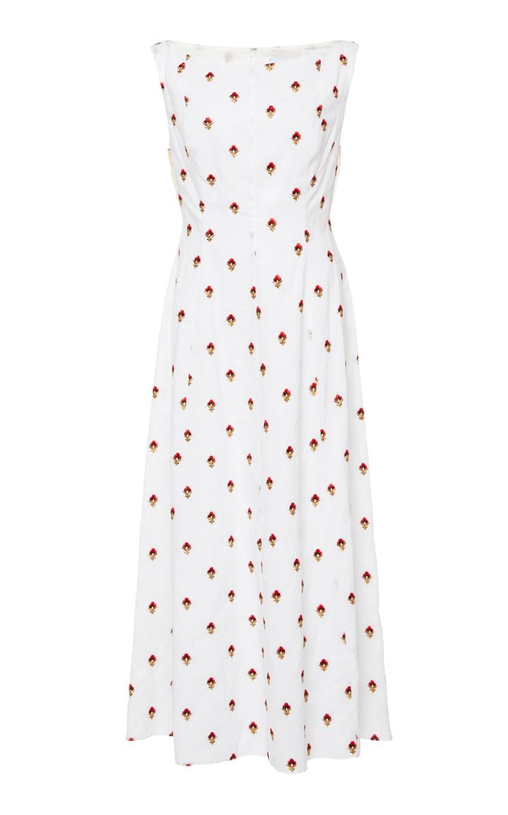 Markarian Exclusive Tilney Floral-embroidered Cotton-poplin Dress