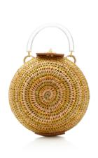 Khokho Ball Leather-trimmed Straw Top Handle Bag