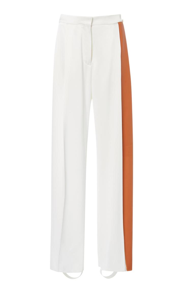 Loewe Leather Panel Wide-leg Satin Trousers