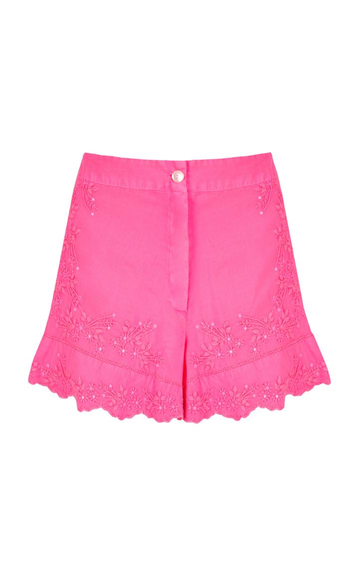 Moda Operandi Juliet Dunn Neon Pink High Waist Shorts