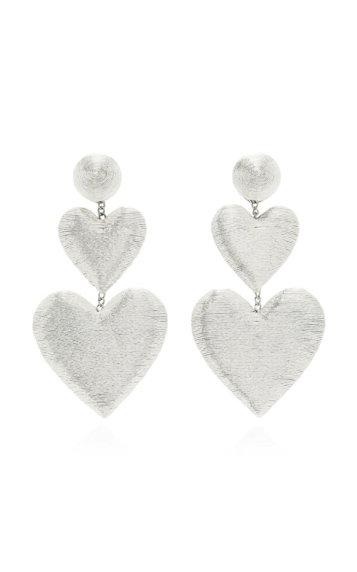 Moda Operandi Rebecca De Ravenel Exclusive Double Heart Silk Drop Earrings