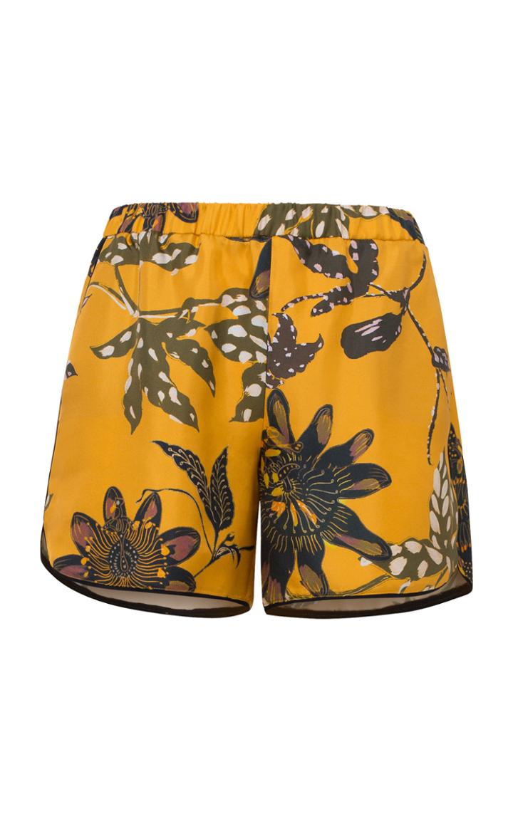 Dorothee Schumacher Powerful Flora Mid-rise Silk Shorts