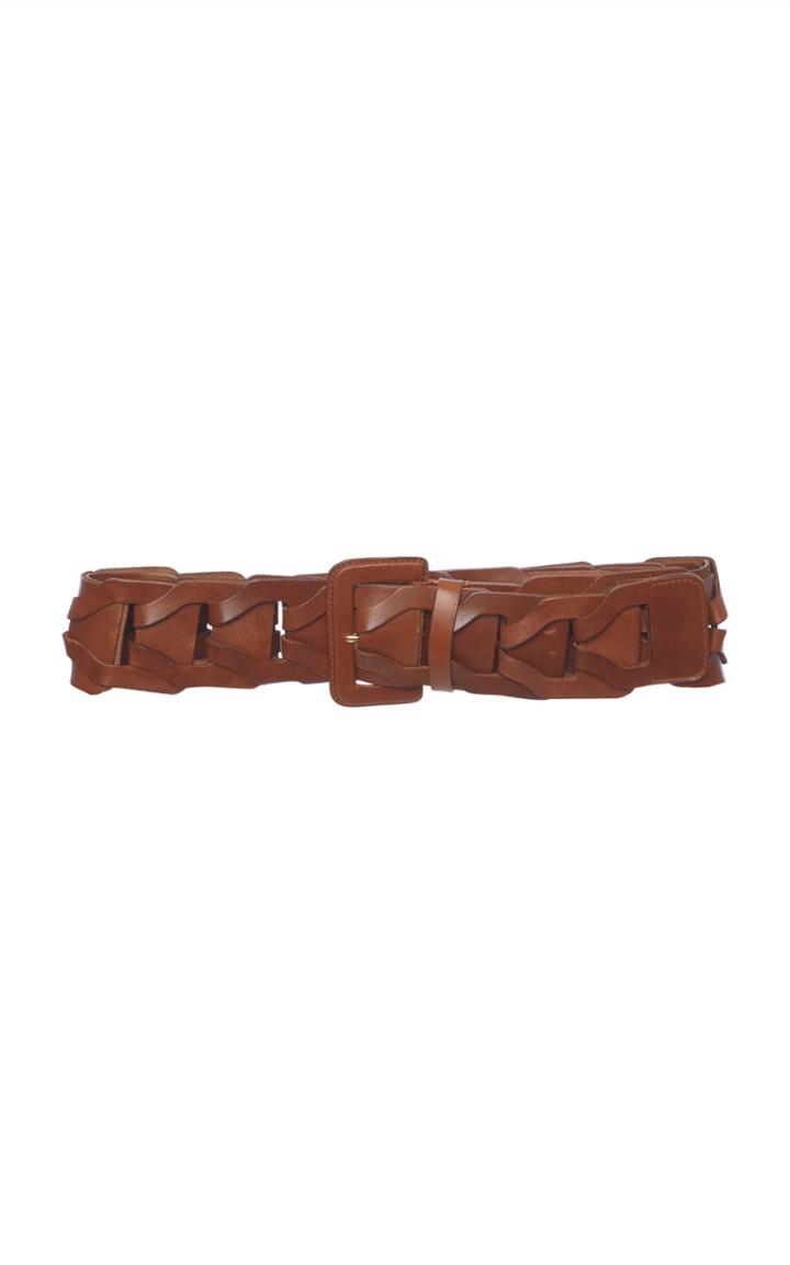 Moda Operandi Prada Wide Woven Leather Belt Size: 65 Cm