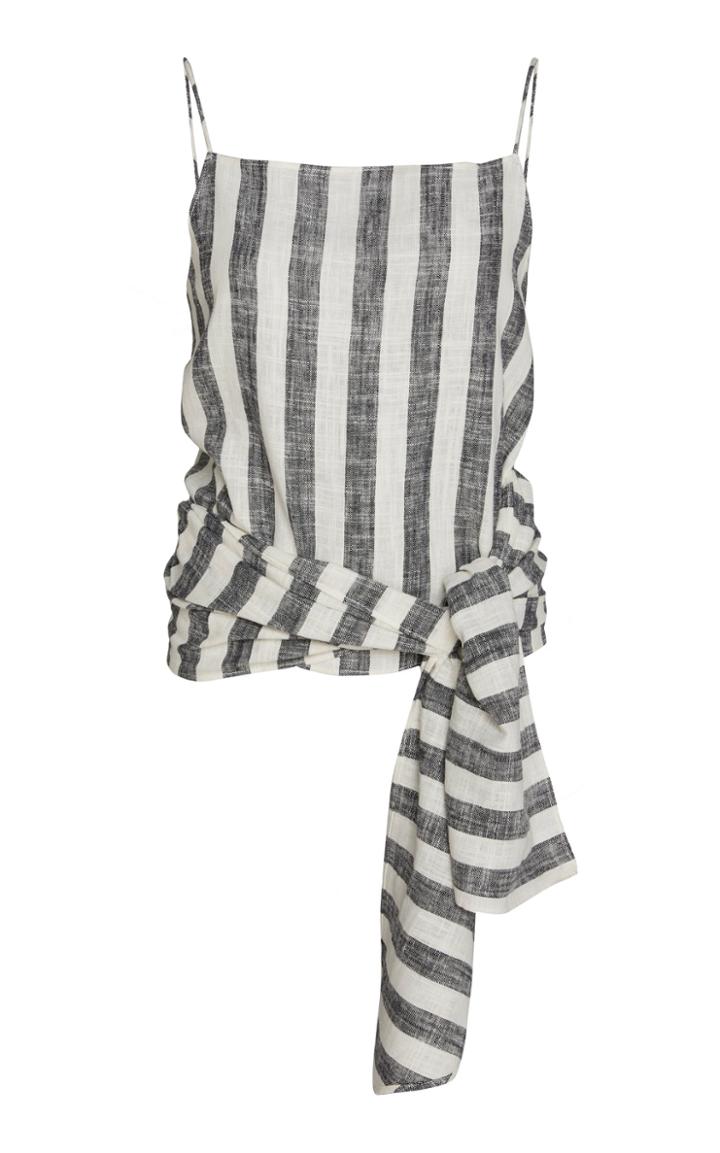 St. Agni Iva Wrap-effect Linen-blend Top