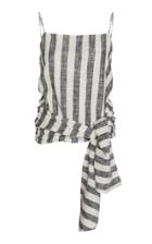 St. Agni Iva Wrap-effect Linen-blend Top