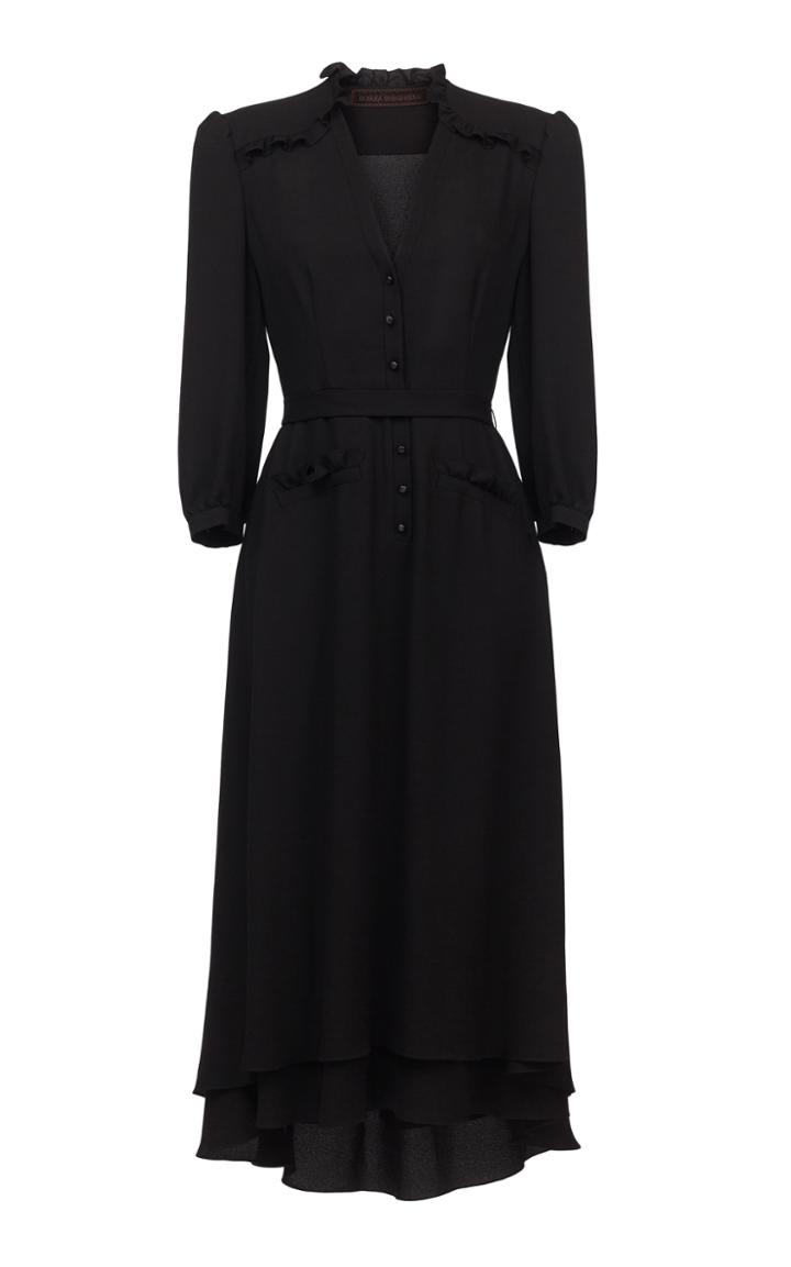 Ulyana Sergeenko Demi Couture V-neck Frill Midi Dress