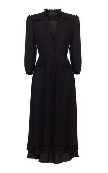 Ulyana Sergeenko Demi Couture V-neck Frill Midi Dress