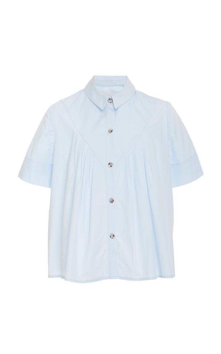 Christine Alcalay Pleated Yoke Button Up Top