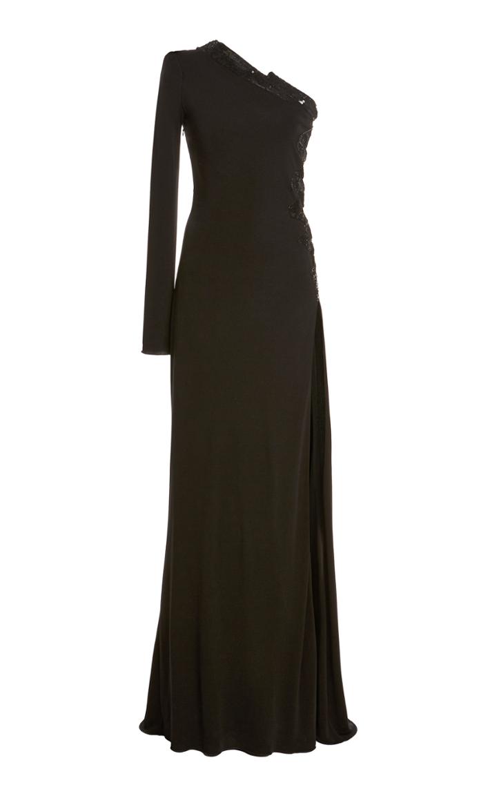 Moda Operandi Dundas Beaded Jersey One-shoulder Gown