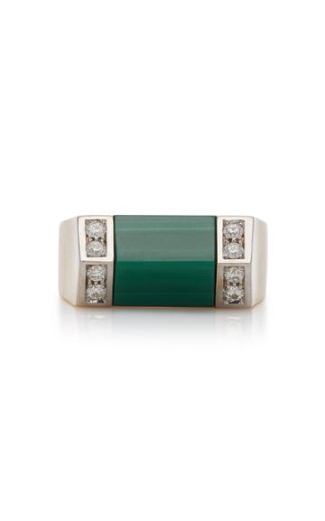 Fratelli Piccini Tetti Di Firenze 18k Gold Malachite And Diamond Ring