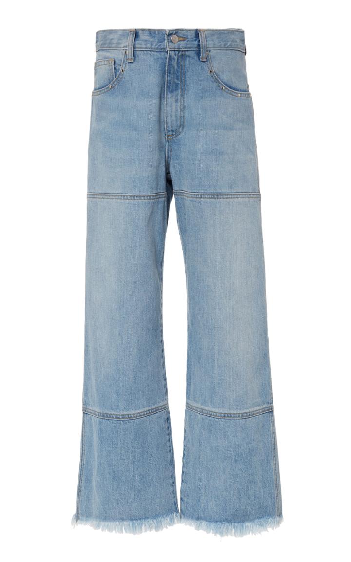 Sandy Liang Betty Frayed Cropped Flared Jean