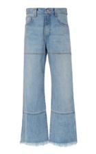 Sandy Liang Betty Frayed Cropped Flared Jean