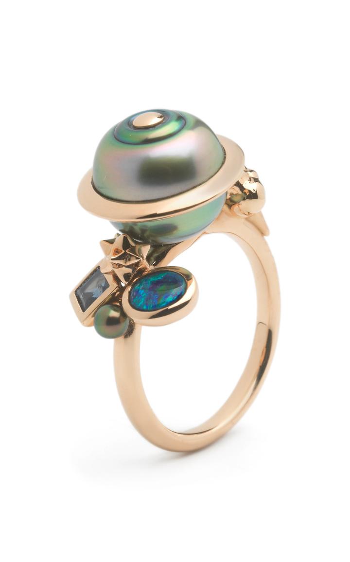 Bibi Van Der Velden Planet 18k Rose Gold And Multi-stone Ring