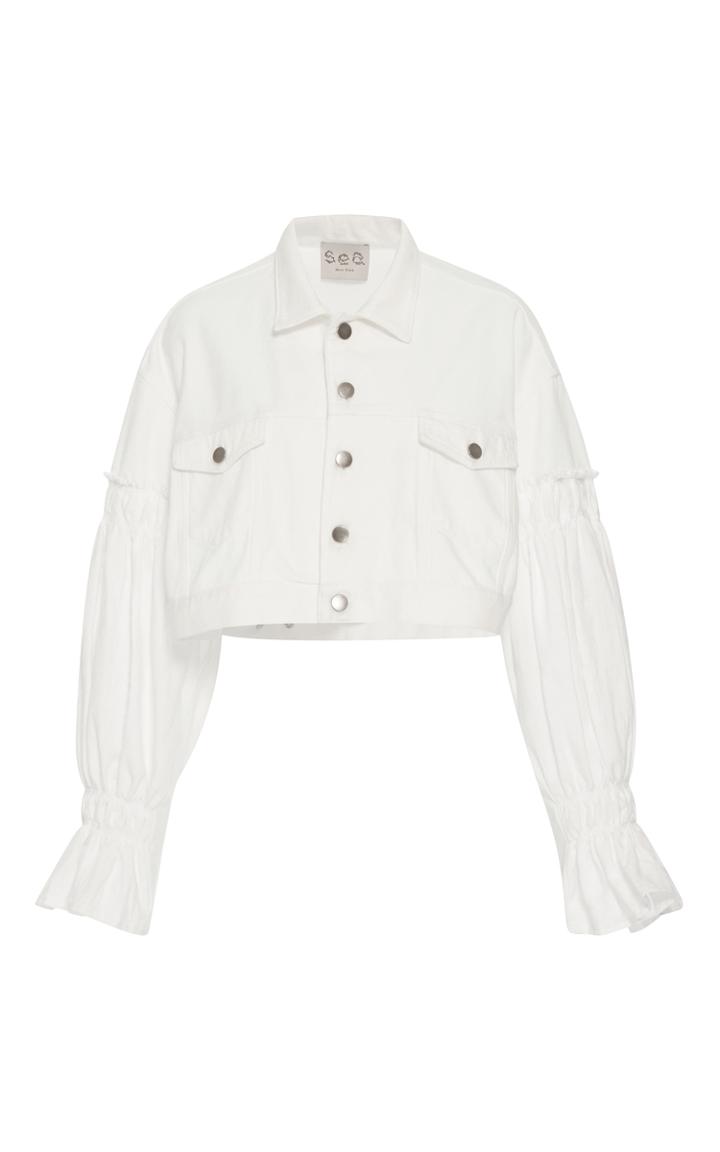 Sea Pleat Sleeve Denim Jacket
