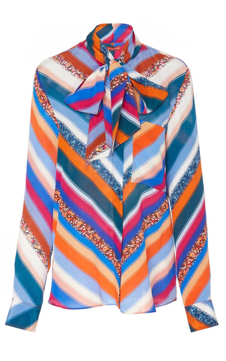 Altuzarra Newberry Printed Scarf Neck Blouse