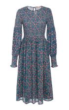 Banjanan Johanna Smocked Floral Cotton-voile Midi Dress