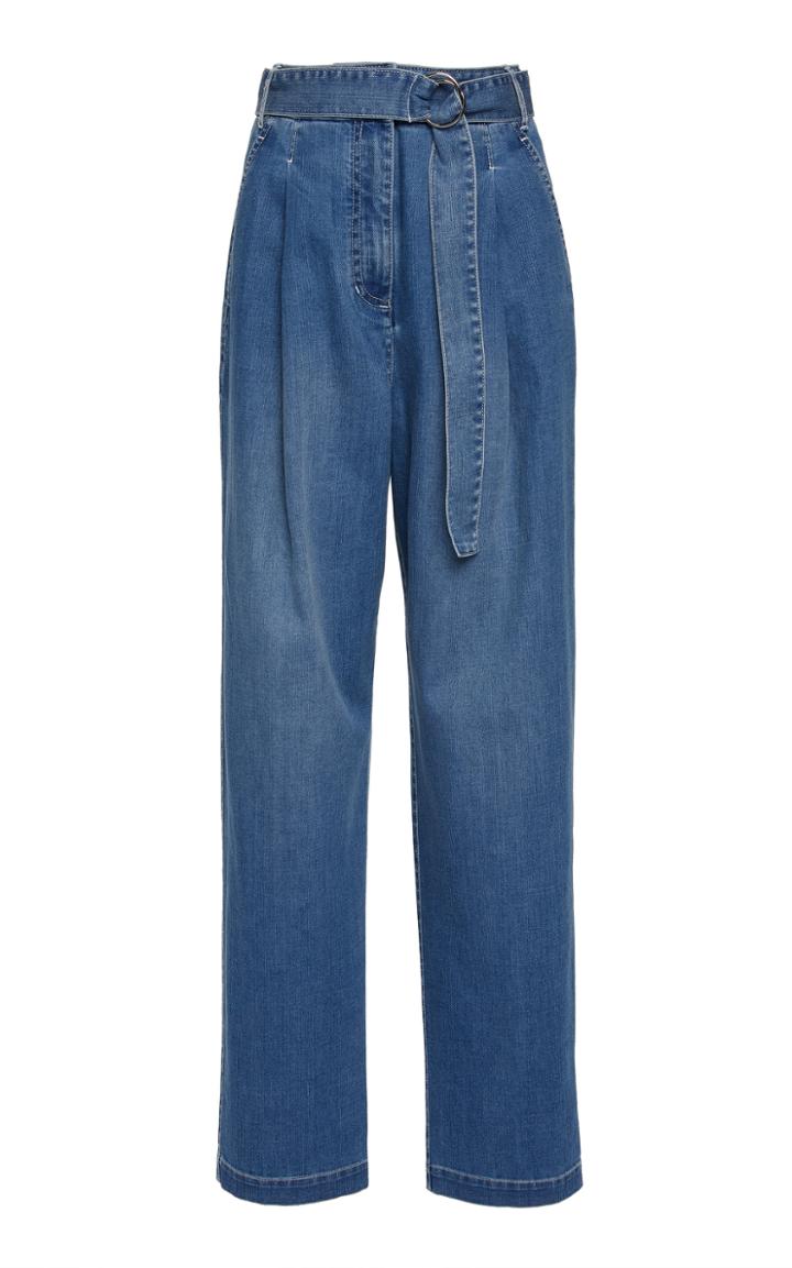 Tibi Vintage Stone Denim Pleated Pants