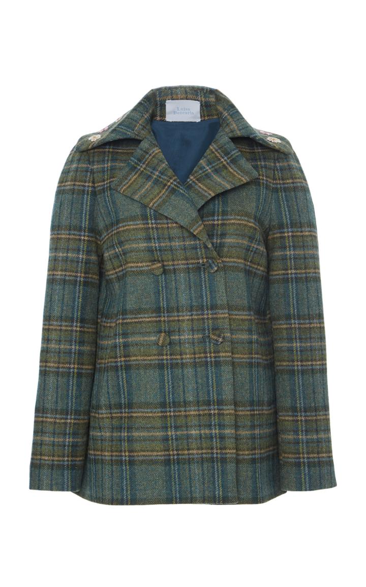 Luisa Beccaria Plaid Virgin Wool Peacoat