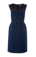 Paule Ka Sleeveless Denim Jacquard Dress With Top Stitch Detail