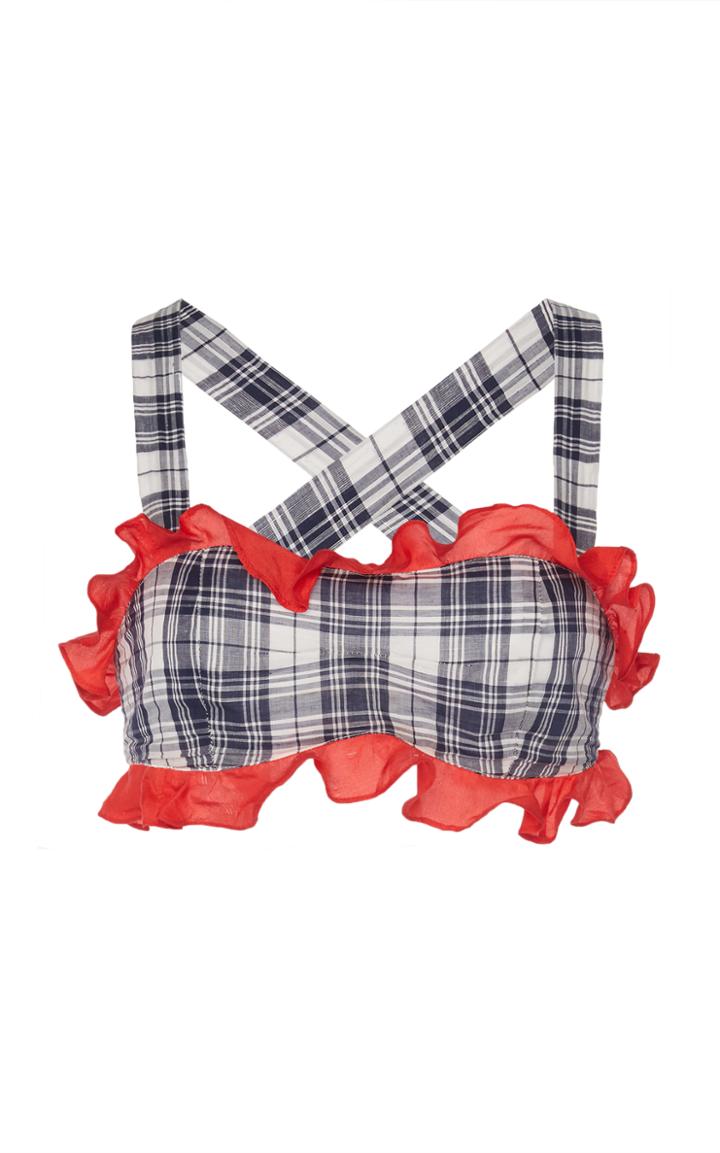 Rahul Mishra Ruffled Linen Crop Top