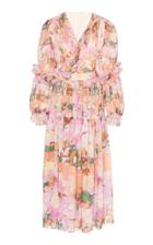 Peter Pilotto Belted Wrap-effect Floral-print Silk Midi Dress