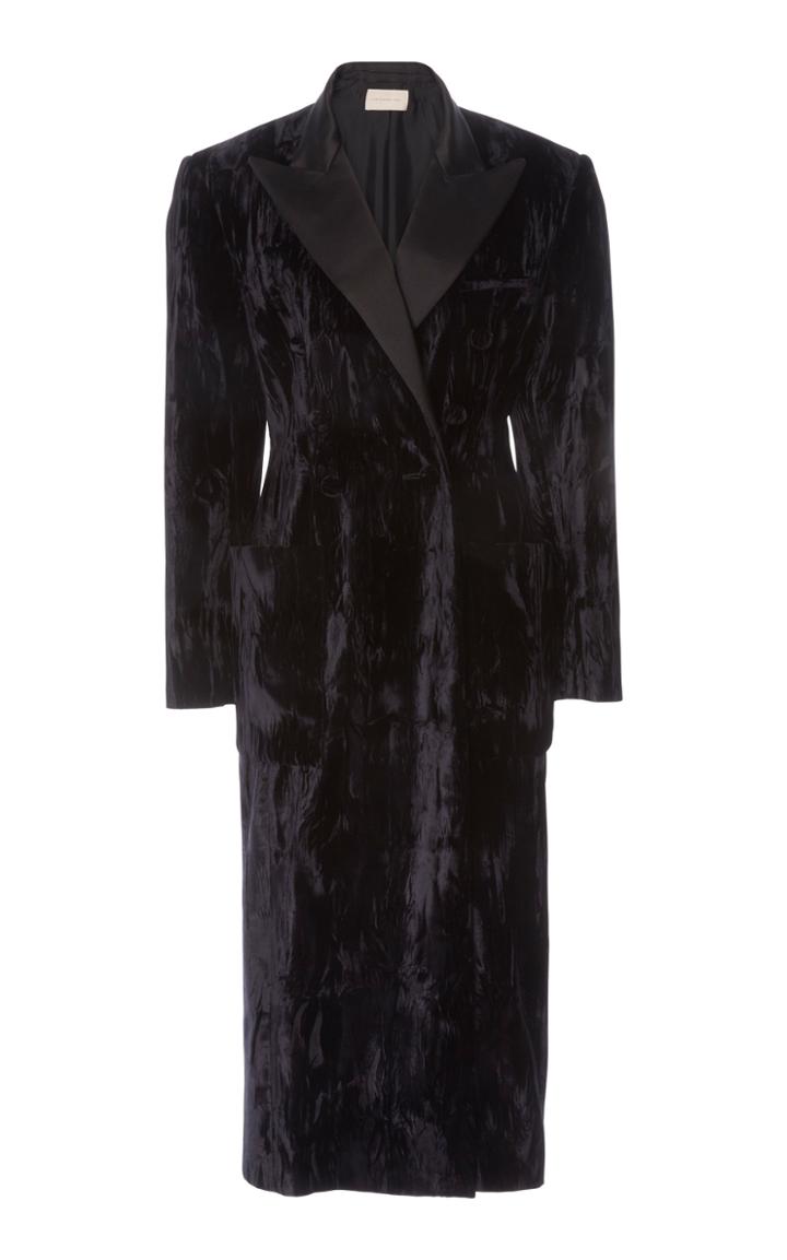 Christopher Kane Crushed Velvet Satin Lapel Coat