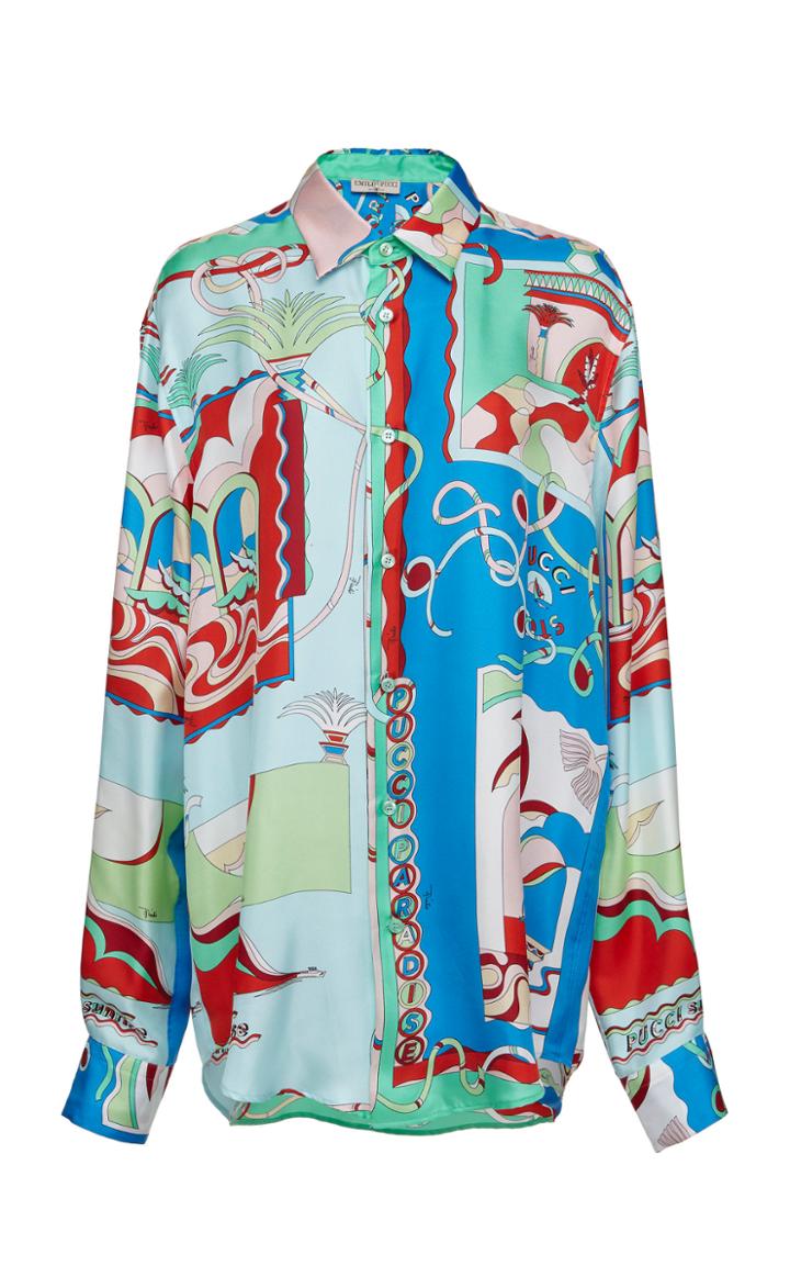 Emilio Pucci Long Sleeve Printed Silk Shirt