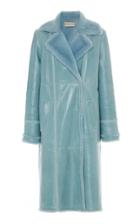 Emilio Pucci Coated Leather Fur-trimmed Long Coat