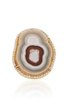 Kimberly Mcdonald One-of-a-kind Agate Ring With Diamonds Set In 18k Yellow Gold