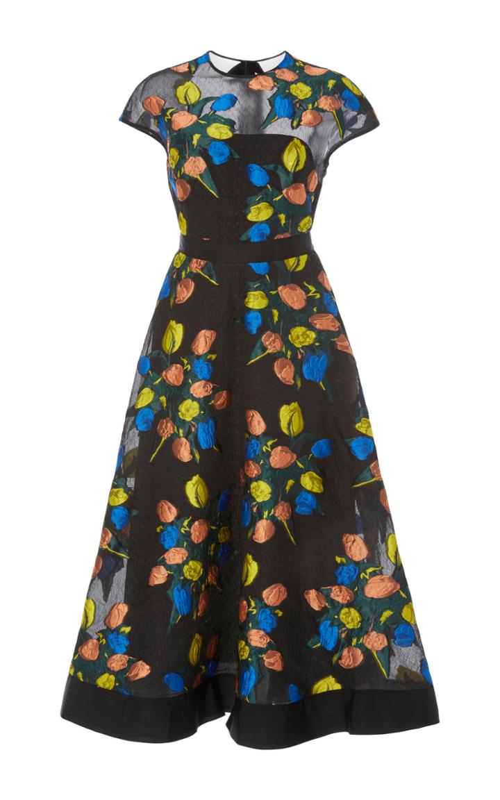 Lela Rose Tulle Inset Full Skirt Dress