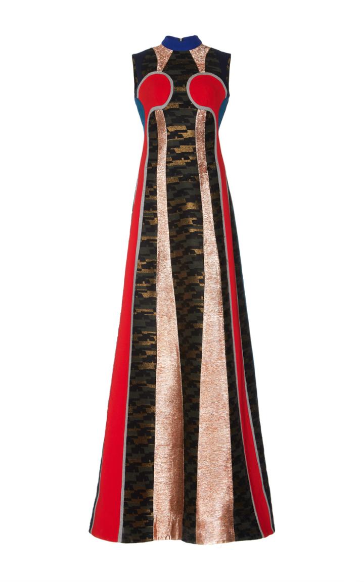 Hussein Bazaza Geometric Mock Neck Gown