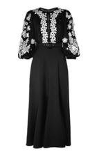 Andrew Gn Belted Lace Embroidered Midi Dress