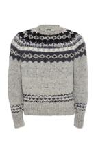 Chamula Fair Isle Printed Wool Pullover Sweater Size: S