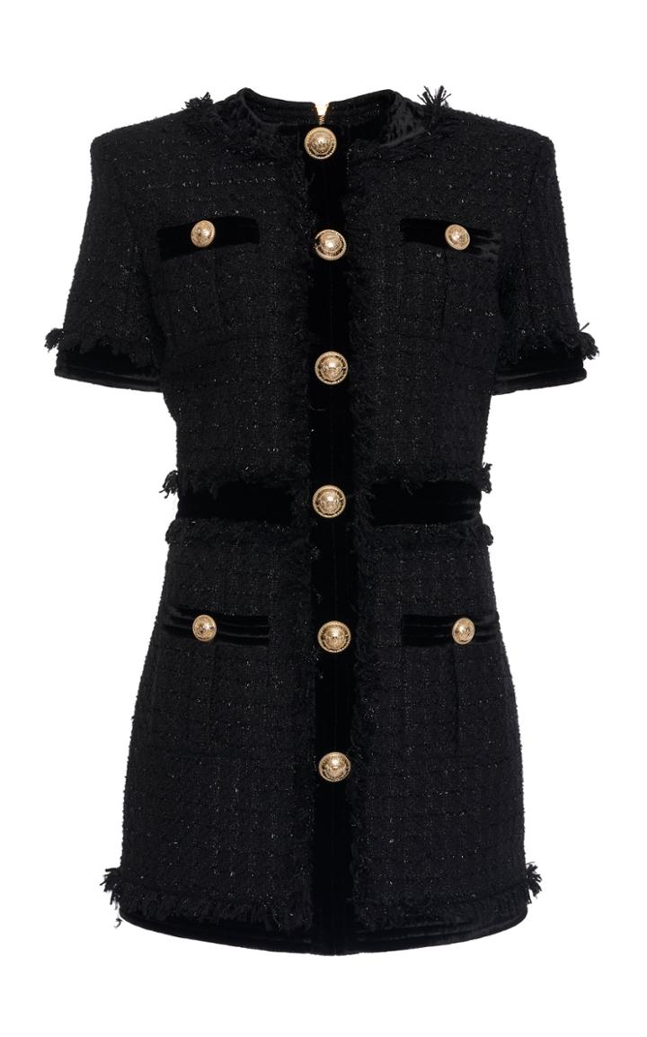 Balmain A-line Tweed Dress With Fringe Detailing