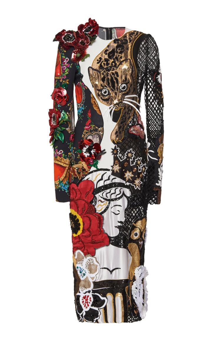 Dolce & Gabbana Patchwork Fishnet Midi Dress