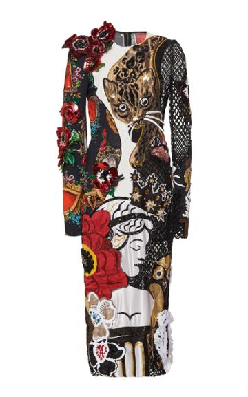 Dolce & Gabbana Patchwork Fishnet Midi Dress