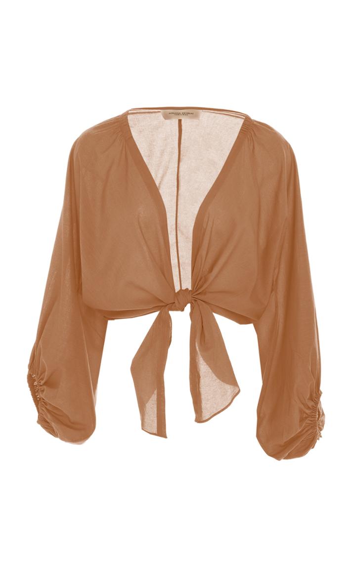 Adriana Degreas Puffed Sleeve Cotton-blend Top