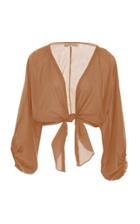 Adriana Degreas Puffed Sleeve Cotton-blend Top